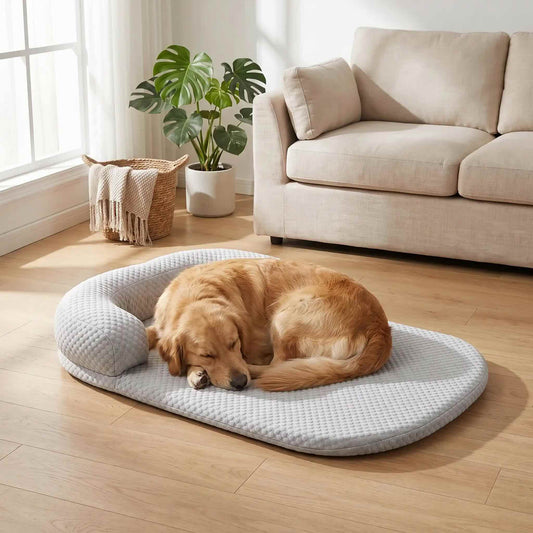 tapis rafraichissant chien appui tête gris