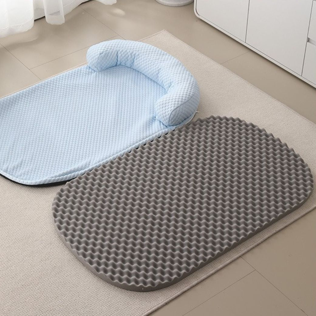 tapis rafraichissant chien ergonomique lavable bleu déhoussable