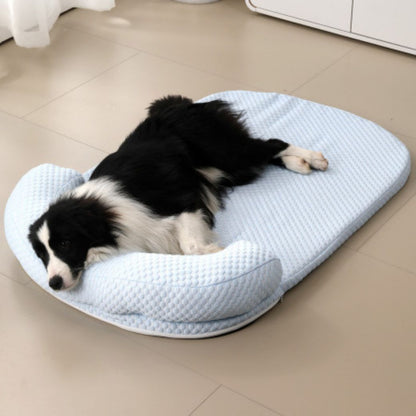 tapis rafraichissant chien ergonomique lavable bleu rembourré