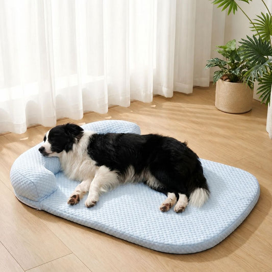 tapis rafraichissant chien ergonomique lavable bleu