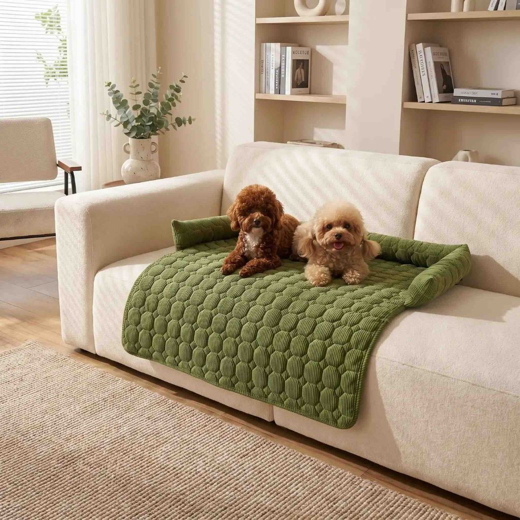 tapis rafraichissant chien rebords moelleux vert kaki