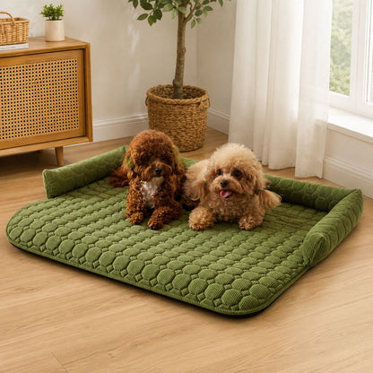 tapis rafraichissant chien tapis sol canape vert kaki