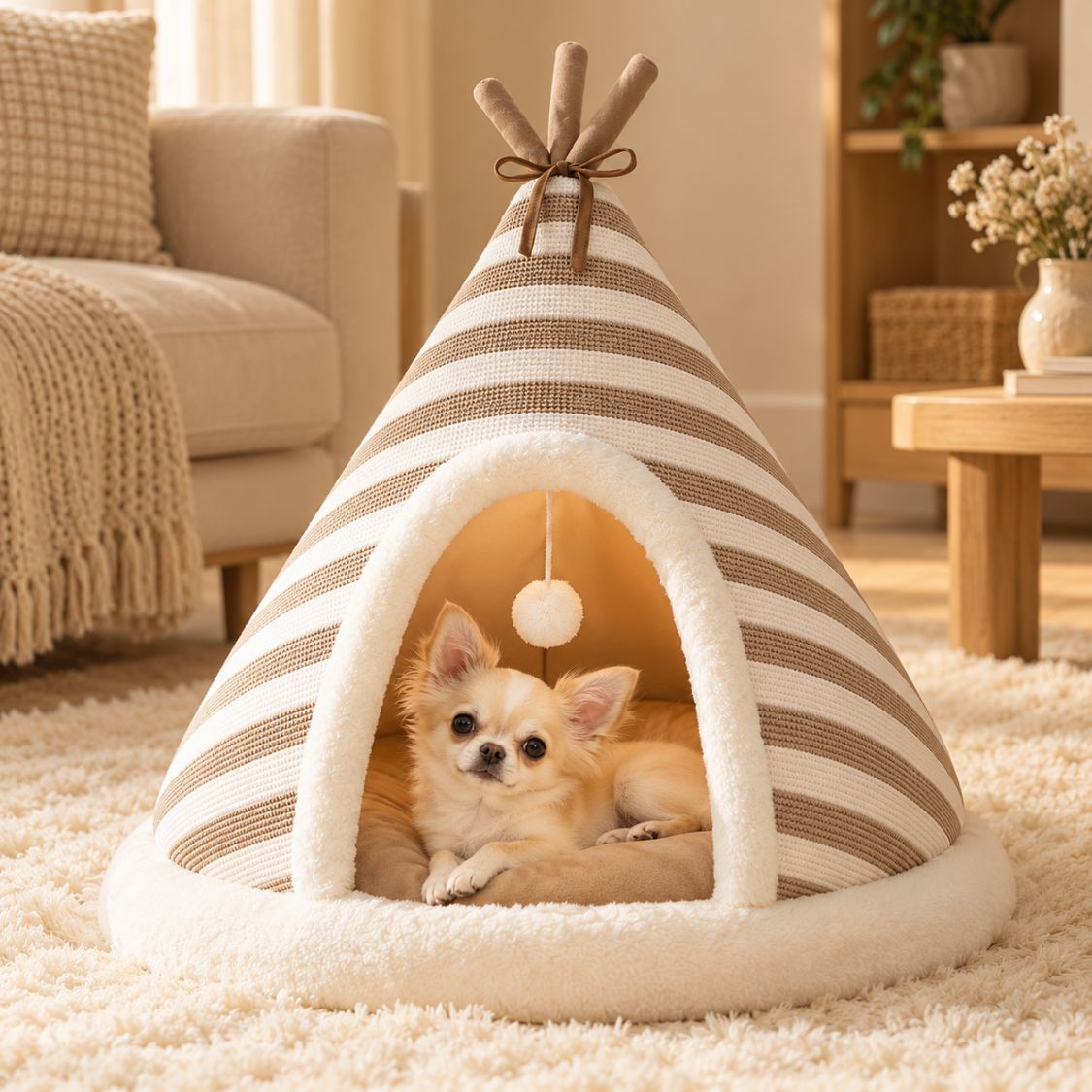 tipi pour chien beige chihuahua cocon chaleureux